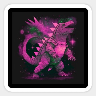 armored kaiju ecopop in metal scale art Sticker